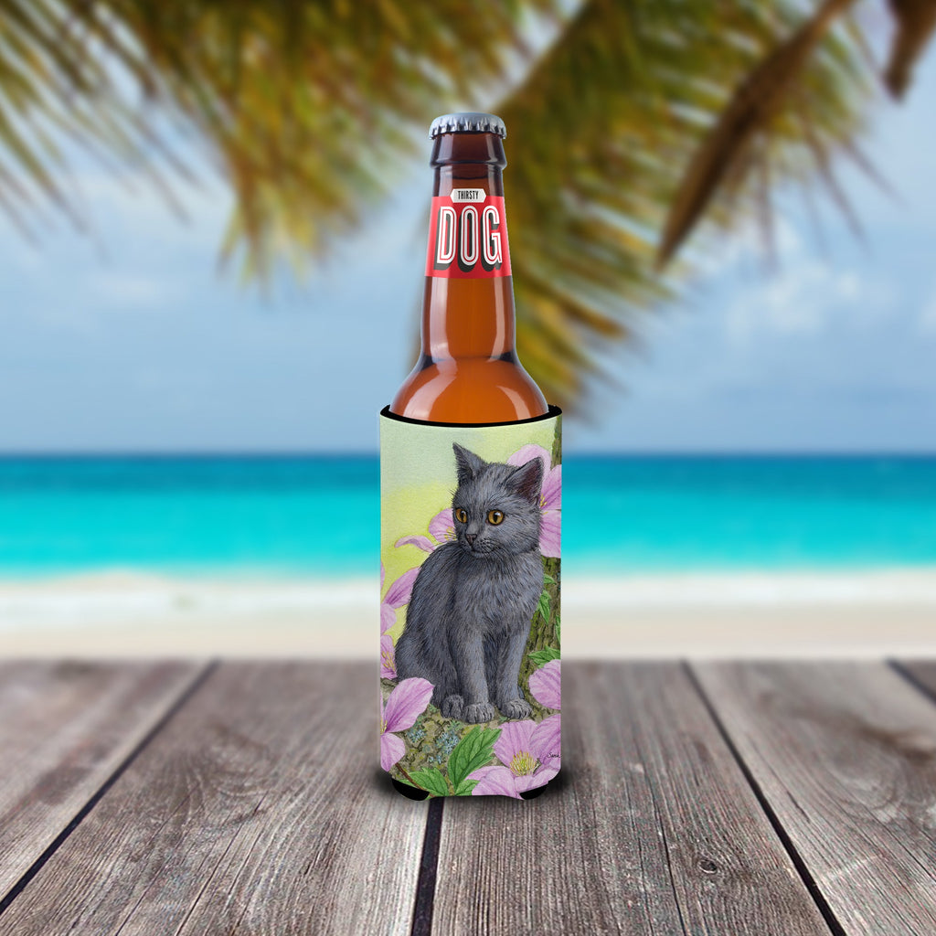Chartruex Kitten Slim Can Hugger , Insulated Foam Hugger for 12 oz Slim Cans, Beer Bottles & Water Bottles, Printed in USA