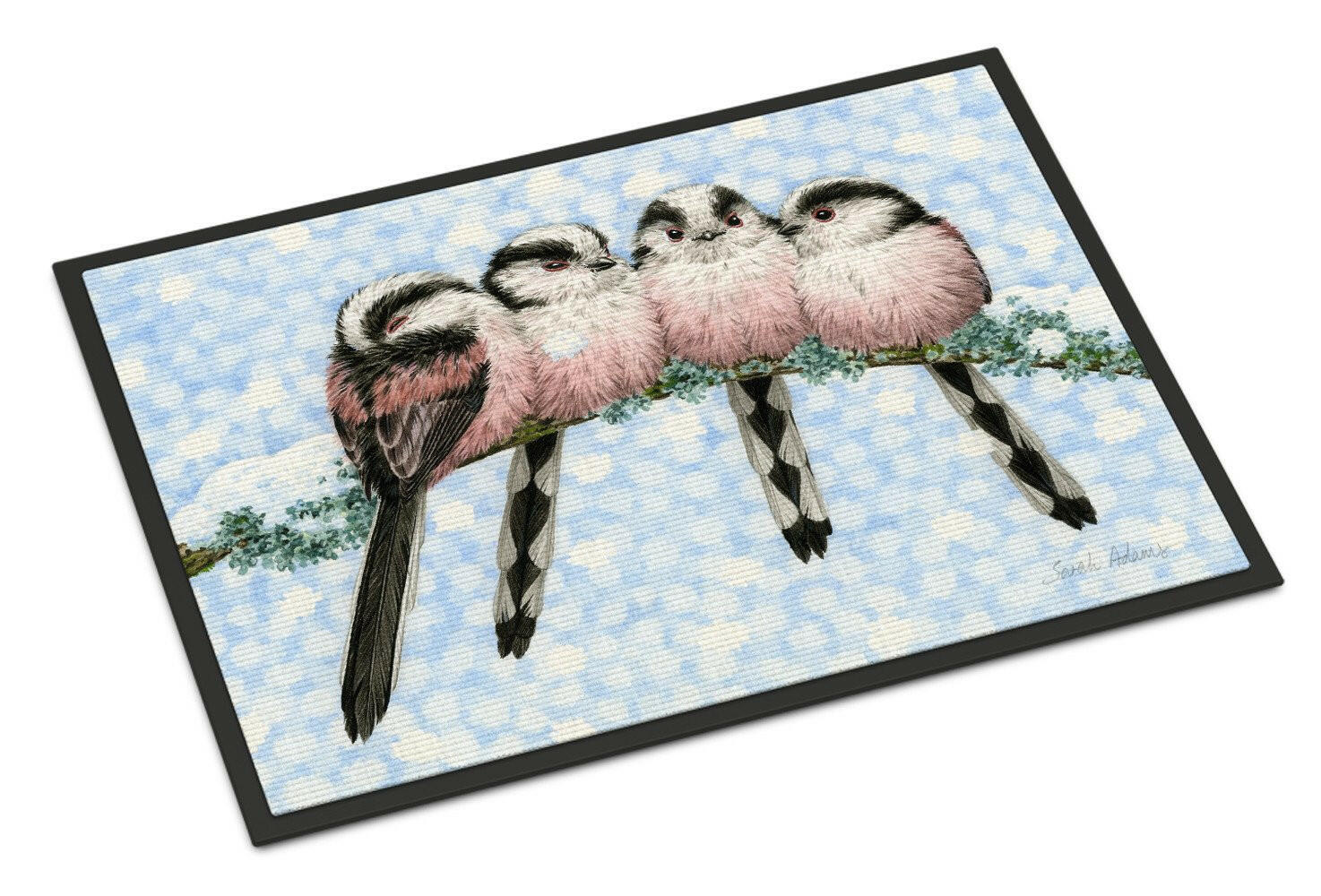 Roosting Long Tailed Tits Doormat Indoor Outdoor 18H X 27W Front Door Mat Rugs for Entryway, Non Slip Washable