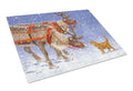 Reindeer & Cat Cutting Board Tempered Glass Kitchen Cutting Surface, Heat Resistant Chopping, Non-Slip Feet, Food Prep & Serving