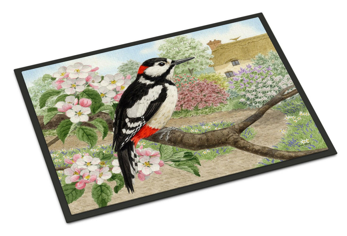 Woodpecker Doormat Indoor Outdoor 24H X 36W Front Door Mat Rugs for Entryway, Non Slip Washable Low Pile,