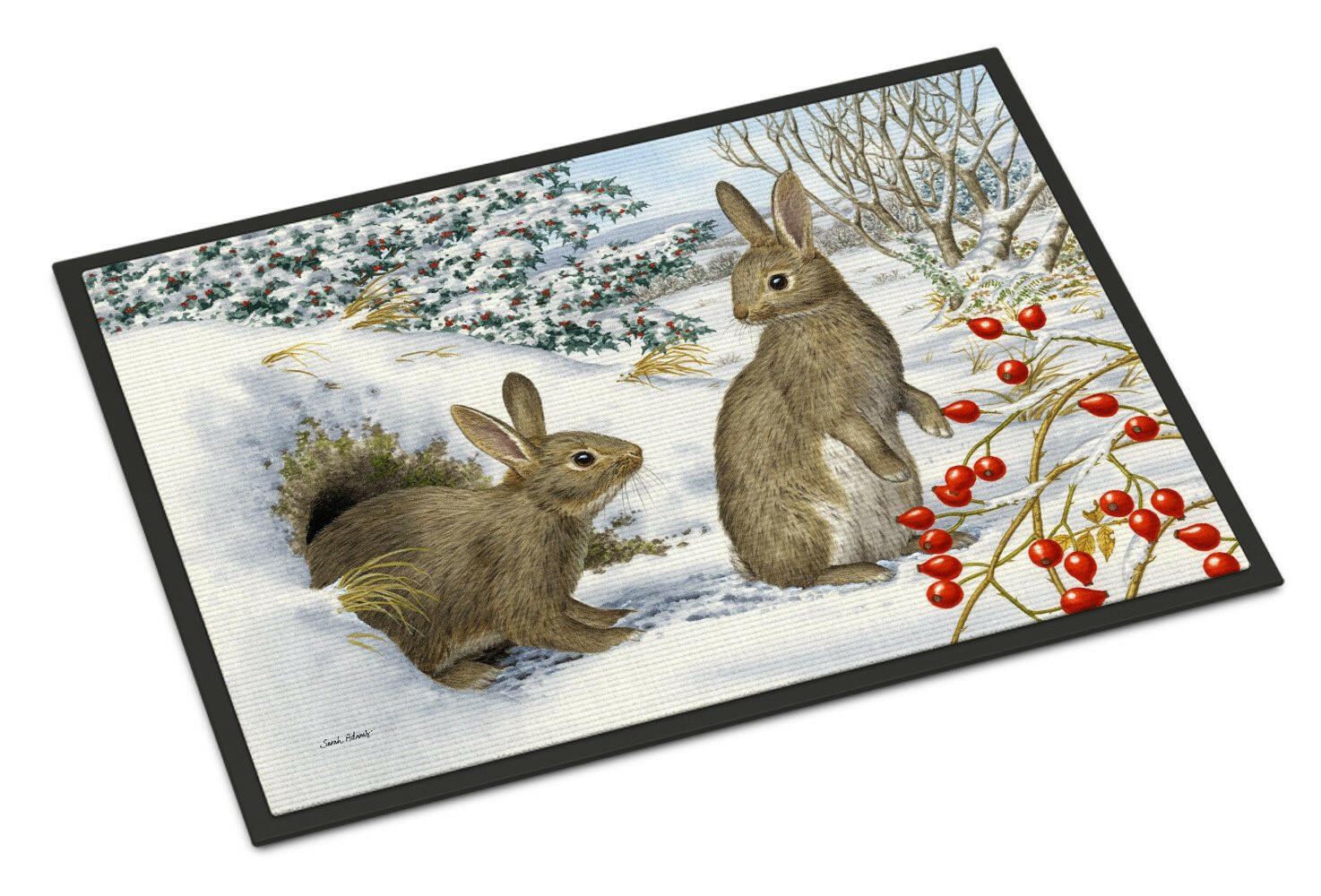 Winter Rabbits Doormat Indoor Outdoor 18H X 27W Front Door Mat Rugs for Entryway, Non Slip Washable
