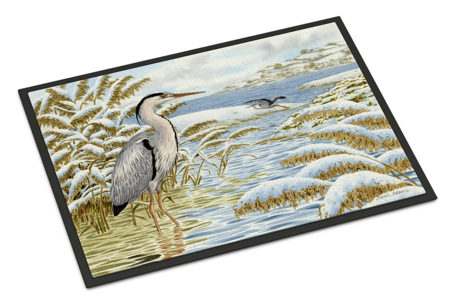 Blue Heron by the Water Doormat Indoor Outdoor 18H X 27W Front Door Mat Rugs for Entryway, Non Slip Washable