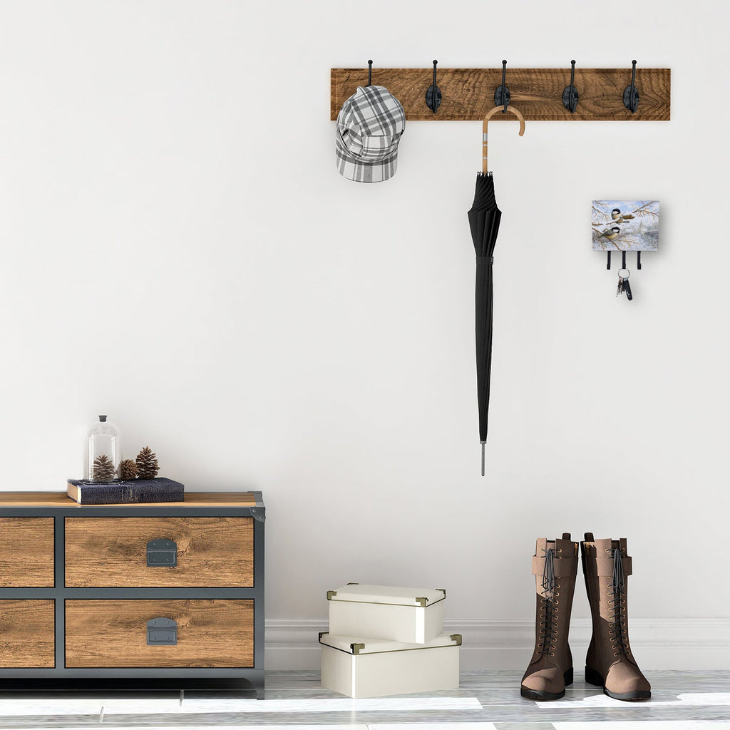 Coal Tits Leash or Key Holder Wall Hooks, Coat Rack Wall Mount, for Hanging Keys, Towels, Aprons, Leashes
