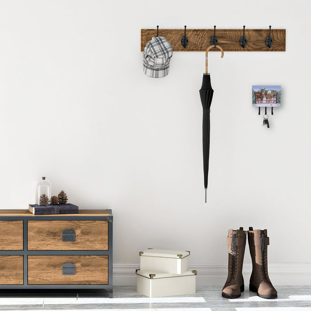 Donkeys and Robin Leash or Key Holder Wall Hooks, Coat Rack Wall Mount, for Hanging Keys, Towels, Aprons, Leashes