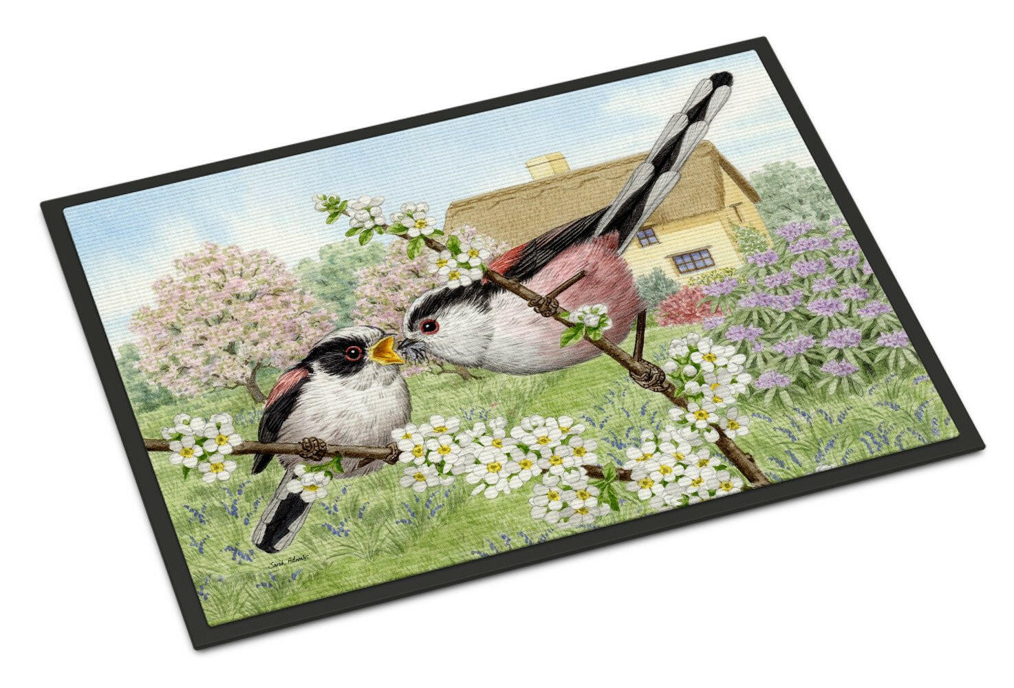 Long Tailed Tits Doormat Indoor Outdoor 24H X 36W Front Door Mat Rugs for Entryway, Non Slip Washable Low Pile,