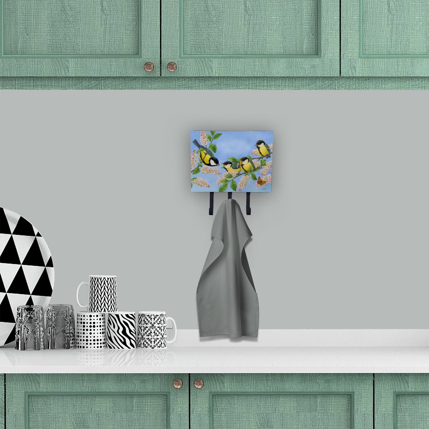 Great Tit Family of Birds Leash or Key Holder Wall Hooks, Coat Rack Wall Mount, for Hanging Keys, Towels, Aprons, Leashes