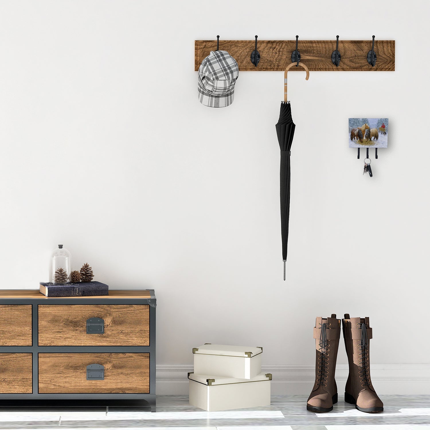 Shetland Ponies Leash or Key Holder Wall Hooks, Coat Rack Wall Mount, for Hanging Keys, Towels, Aprons, Leashes