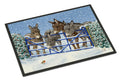 Donkeys and Robin at the Fence Doormat Indoor Outdoor 18H X 27W Front Door Mat Rugs for Entryway, Non Slip Washable