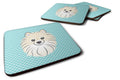 Checkerboard Blue Pomeranian Foam Coasters Set of 4 Cup Coasters for Indoor Outdoor, Tabletop Protection, Anti Slip, Mouse pad Material
