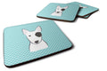 Checkerboard Blue Bull Terrier Foam Coasters Set of 4 Cup Coasters for Indoor Outdoor, Tabletop Protection, Anti Slip, Mouse pad Material