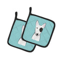 Checkerboard Blue Bull Terrier Pot Holder Set of 2 Heat Resistant Quilted Hot Pads 7.5 x 7.5 Inch, Insulated Kitchen Trivets for Cooking & Baking