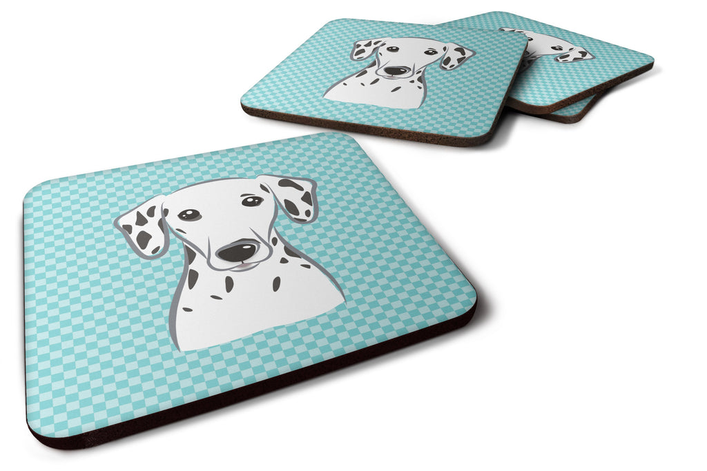 Checkerboard Blue Dalmatian Foam Coasters Set of 4 Cup Coasters for Indoor Outdoor, Tabletop Protection, Anti Slip, Mouse pad Material
