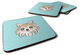 Checkerboard Blue Chihuahua Foam Coasters Set of 4 Cup Coasters for Indoor Outdoor, Tabletop Protection, Anti Slip, Mouse pad Material