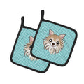 Checkerboard Blue Chihuahua Pot Holder Set of 2 Heat Resistant Quilted Hot Pads 7.5 x 7.5 Inch, Insulated Kitchen Trivets for Cooking & Baking