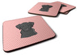 Checkerboard Pink Black Labrador Foam Coasters Set of 4 Cup Coasters for Indoor Outdoor, Tabletop Protection, Anti Slip, Mouse pad Material