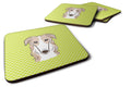 Checkerboard Lime Green Borzoi Foam Coasters Set of 4 Cup Coasters for Indoor Outdoor, Tabletop Protection, Anti Slip, Mouse pad Material