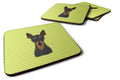 Checkerboard Lime Green Min Pin Foam Coasters Set of 4 Cup Coasters for Indoor Outdoor, Tabletop Protection, Anti Slip, Mouse pad Material