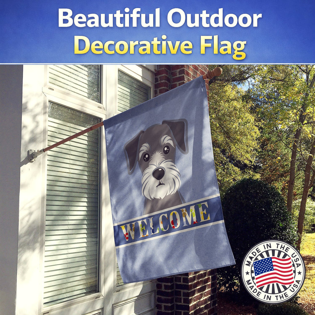 Schnauzer Welcome House Flag 28x40 Porch Sleeve Pole Decorative Outside Yard Banner Artwork Wall Hanging, Polyester