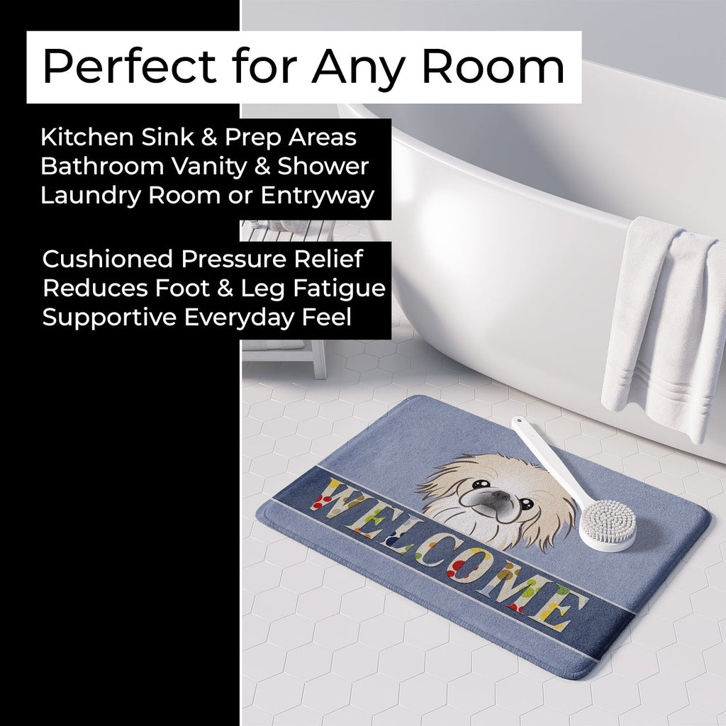 Pekingese Welcome Memory Foam Kitchen Mat Machine Washable Anti-Fatigue Cushion Comfort Bath or Kitchen Rug