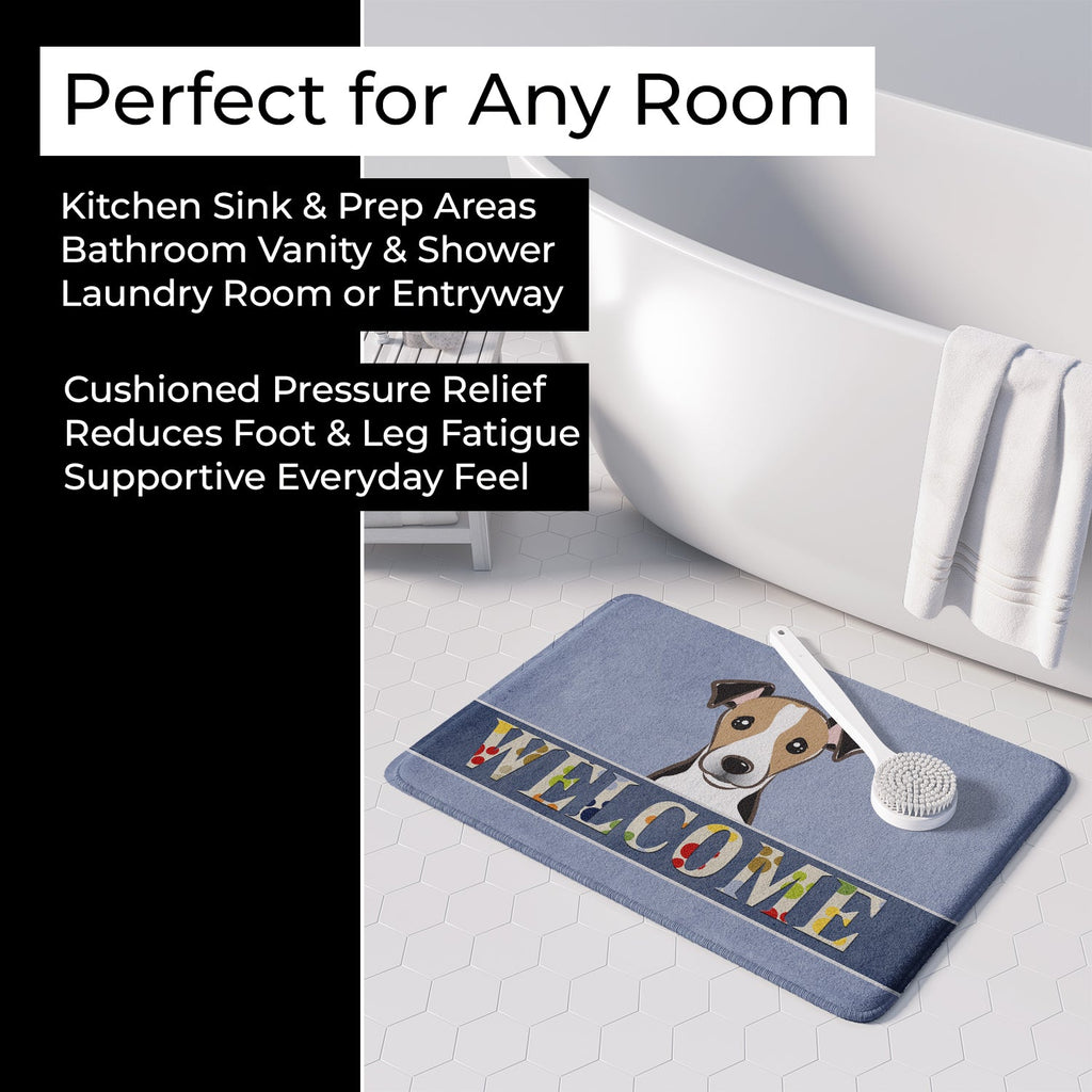 Jack Russell Terrier Welcome Memory Foam Kitchen Mat Machine Washable Anti-Fatigue Cushion Comfort Bath or Kitchen Rug