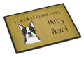 Boston Terrier Spoiled Dog Lives Here Doormat Indoor Outdoor 18H X 27W Front Door Mat Rugs for Entryway, Non Slip Washable