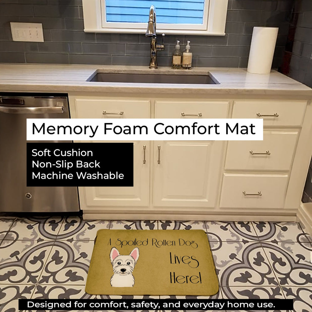 Westie Spoiled Dog Lives Here Memory Foam Kitchen Mat Machine Washable Anti-Fatigue Cushion Comfort Bath or Kitchen Rug