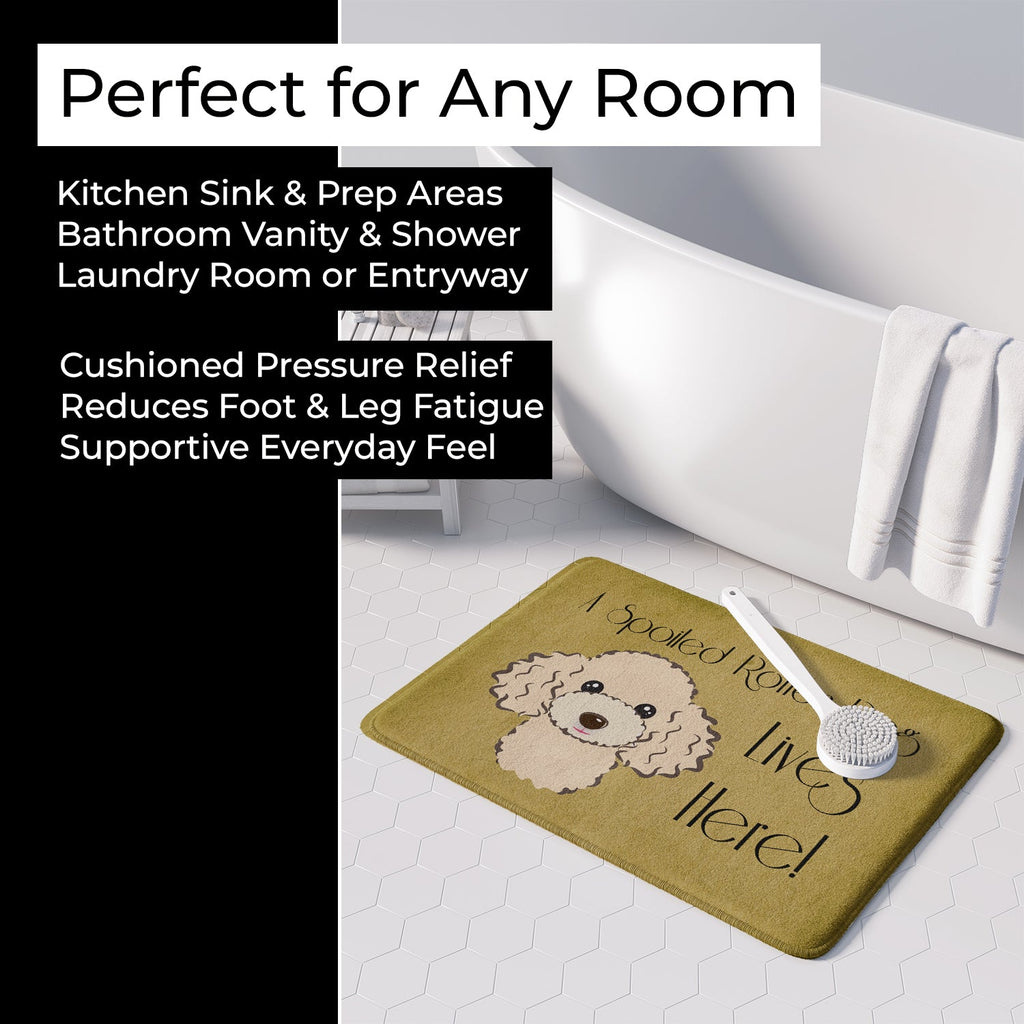 Buff Poodle Spoiled Dog Lives Here Memory Foam Kitchen Mat Machine Washable Anti-Fatigue Cushion Comfort Bath or Kitchen Rug