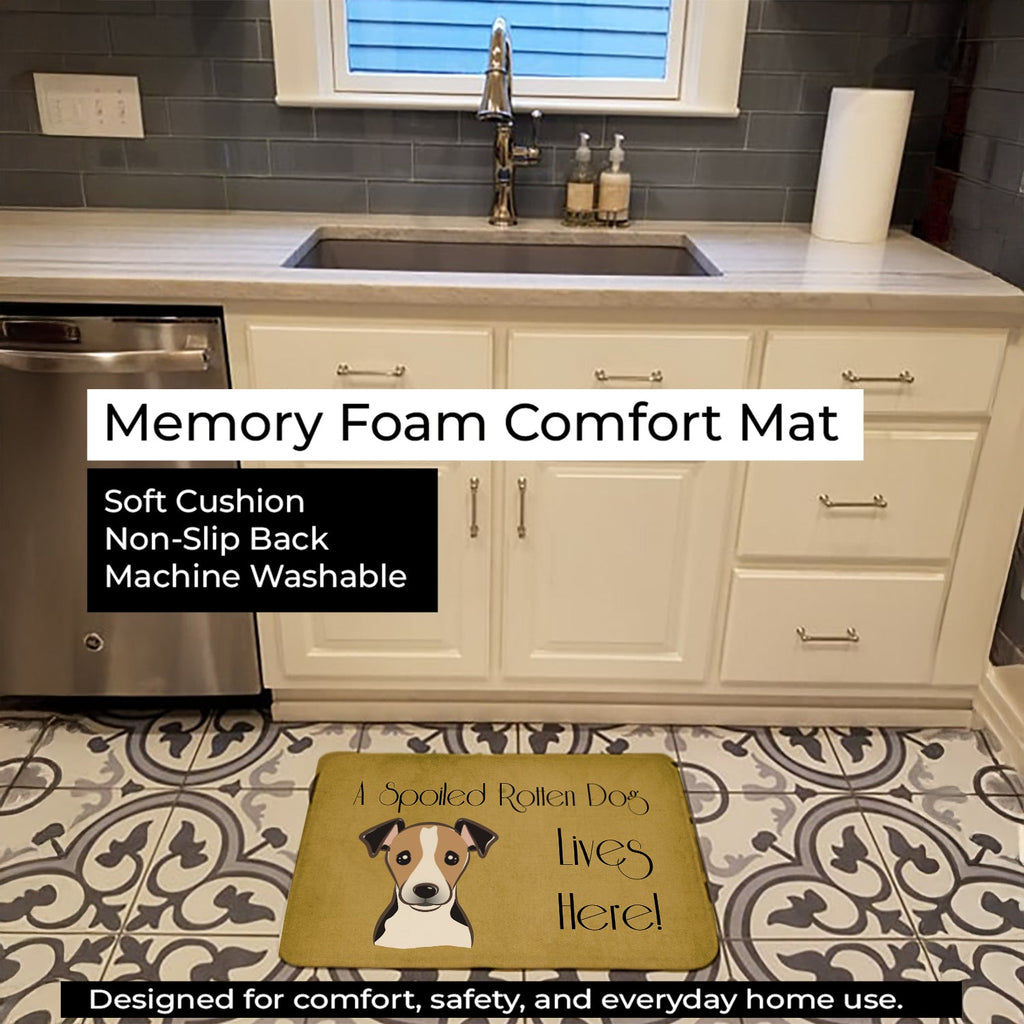 Jack Russell Terrier Spoiled Dog Lives Here Memory Foam Kitchen Mat Machine Washable Anti-Fatigue Cushion Comfort Bath or Kitchen Rug