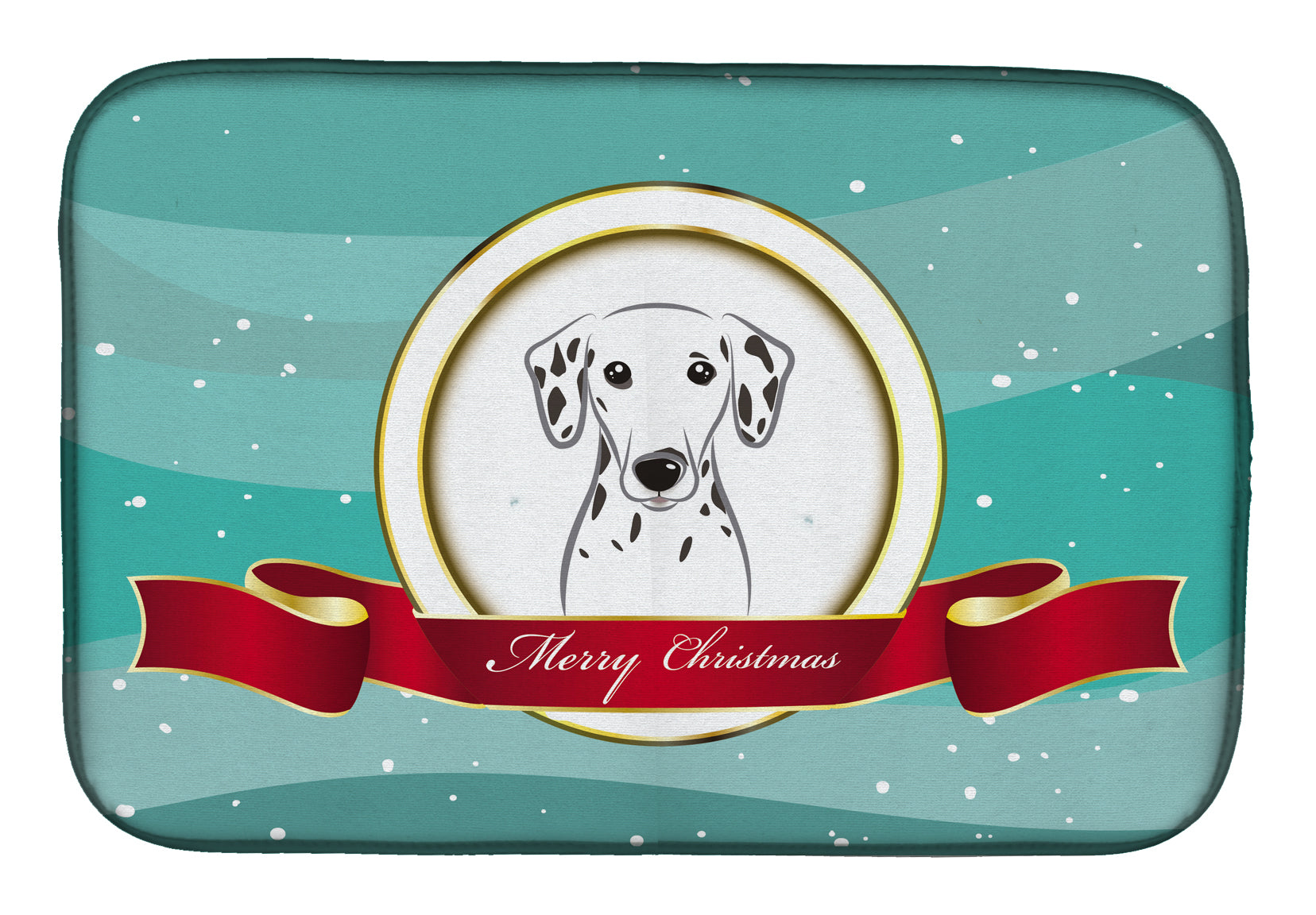 Dalmatian Merry Christmas Dish Drying Mat Absorbent Dish Drying Mat Pad for Kitchen Counter Dish Drainer Mat for Countertop, 14 x 21", Multicolor