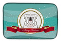 White English Bulldog  Merry Christmas Dish Drying Mat Absorbent Dish Drying Mat Pad for Kitchen Counter Dish Drainer Mat for Countertop, 14 x 21", Multicolor