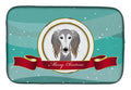 Saluki Merry Christmas Dish Drying Mat Absorbent Dish Drying Mat Pad for Kitchen Counter Dish Drainer Mat for Countertop, 14 x 21", Multicolor
