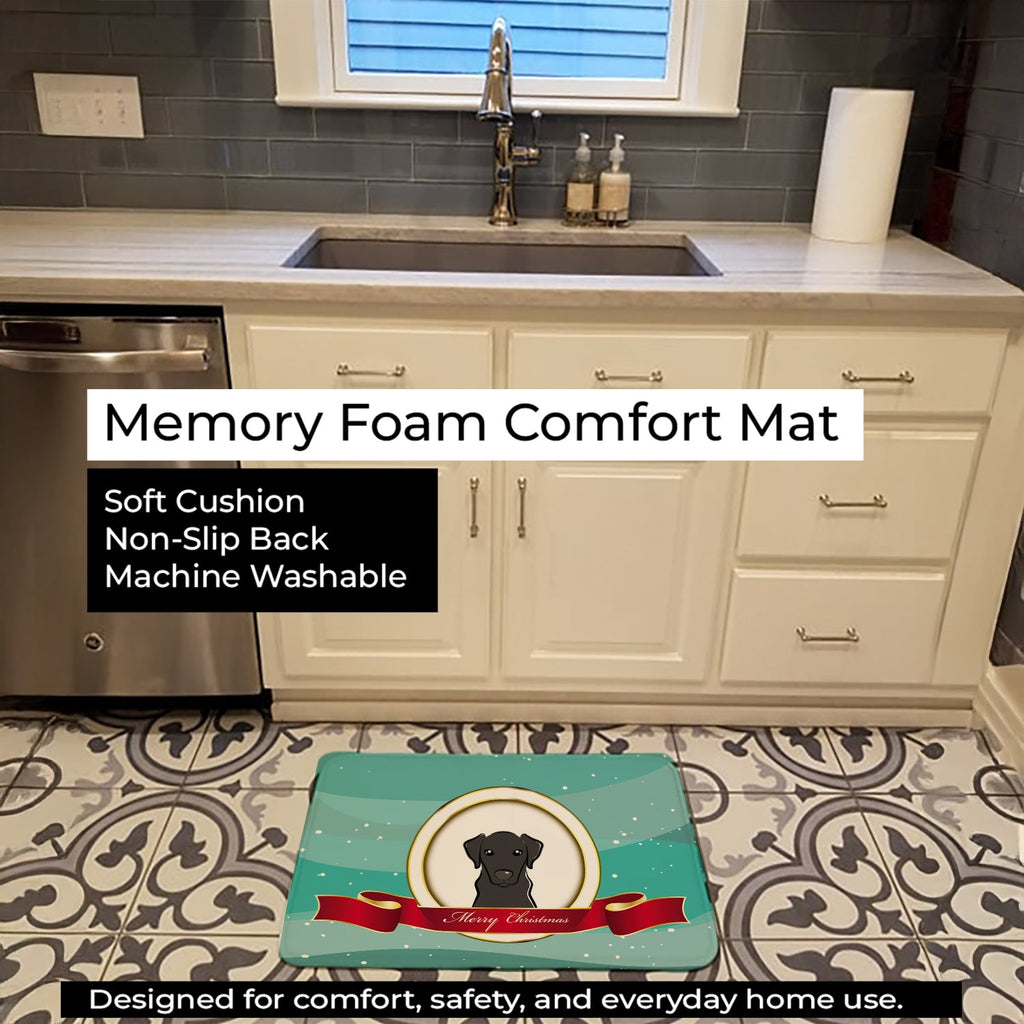 Black Labrador Merry Christmas Memory Foam Kitchen Mat Machine Washable Anti-Fatigue Cushion Comfort Bath or Kitchen Rug