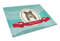 Sheltie Merry Christmas Cutting Board Tempered Glass Kitchen Cutting Surface, Heat Resistant Chopping, Non-Slip Feet, Food Prep & Serving