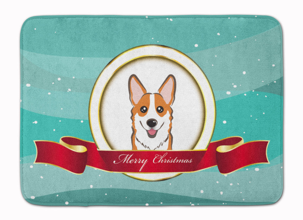 Red Corgi Merry Christmas Memory Foam Kitchen Mat Machine Washable Anti-Fatigue Cushion Comfort Bath or Kitchen Rug