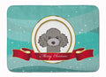Silver Gray Poodle Merry Christmas Memory Foam Kitchen Mat Machine Washable Anti-Fatigue Cushion Comfort Bath or Kitchen Rug