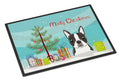 Christmas Tree and Boston Terrier Doormat Indoor Outdoor 24H X 36W Front Door Mat Rugs for Entryway, Non Slip Washable Low Pile,