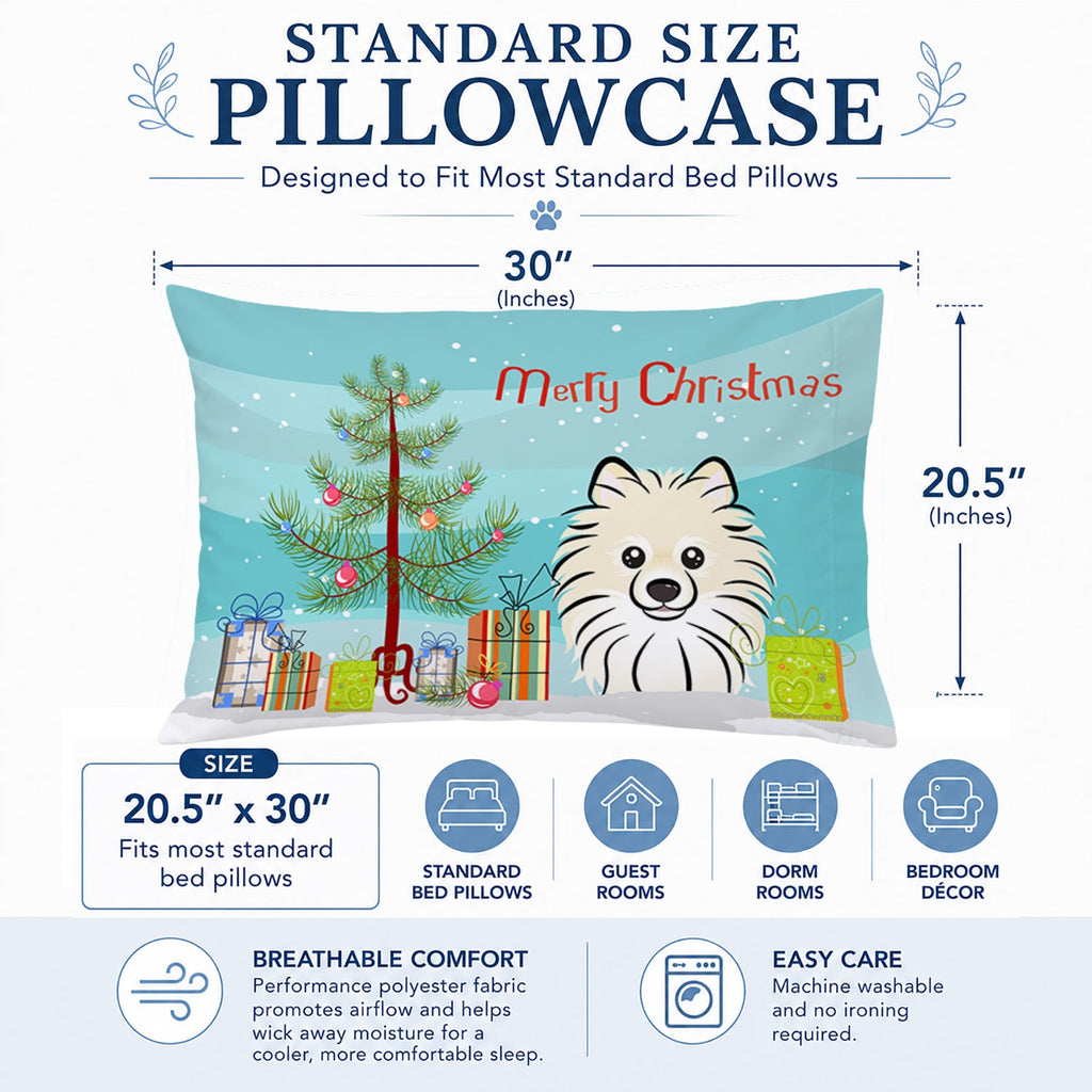 Christmas Tree and Pomeranian Standard Pillowcase Lightweight Super Soft Easy Care Decorative Artwork Pillowcase, Standard