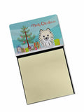 Christmas Tree and Pomeranian Watercolor Sticky Note Holder Refillable Dispenser Desk Accessory 3x3 Pad Gift