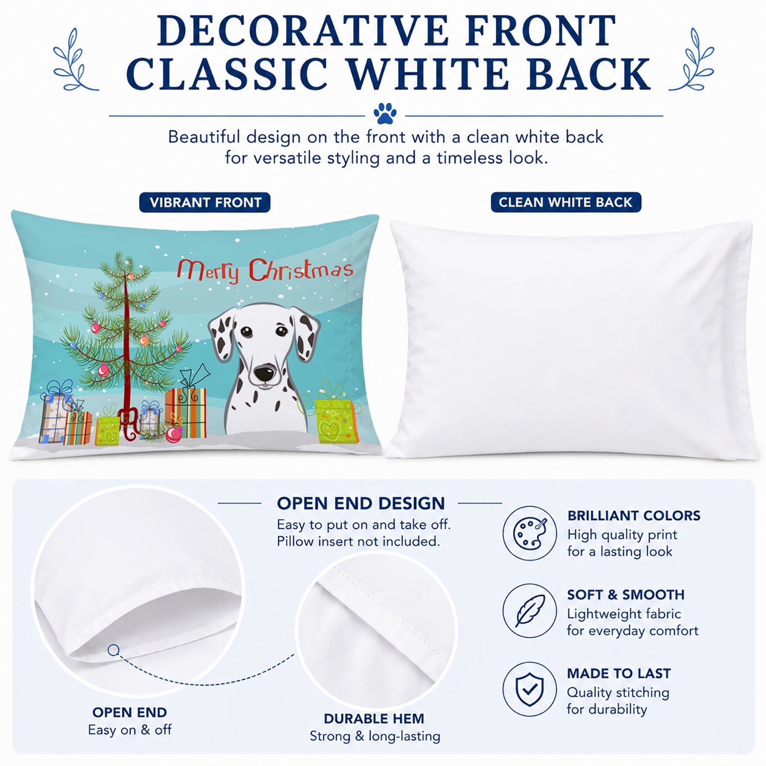 Christmas Tree and Dalmatian Standard Pillowcase Lightweight Super Soft Easy Care Decorative Artwork Pillowcase, Standard