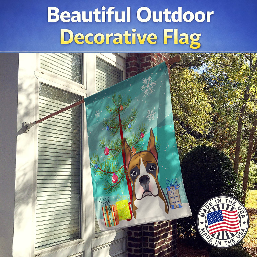 Christmas Tree and Boxer House Flag 28x40 Porch Sleeve Pole Decorative Outside Yard Banner Artwork Wall Hanging, Polyester