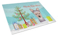Christmas Tree and Yorkie Puppy Cutting Board Tempered Glass Kitchen Cutting Surface, Heat Resistant Chopping, Non-Slip Feet, Food Prep & Serving