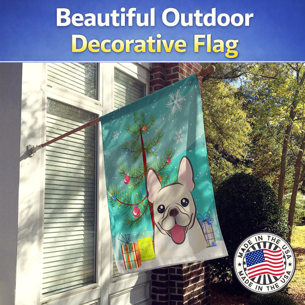 Christmas Tree and French Bulldog House Flag 28x40 Porch Sleeve Pole Decorative Outside Yard Banner Artwork Wall Hanging, Polyester