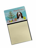 Christmas Tree and Basset Hound Watercolor Sticky Note Holder Refillable Dispenser Desk Accessory 3x3 Pad Gift