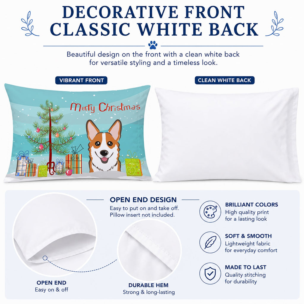 Christmas Tree and Red Corgi Standard Pillowcase Lightweight Super Soft Easy Care Decorative Artwork Pillowcase, Standard
