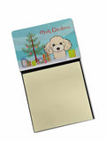 Christmas Tree and Buff Poodle Watercolor Sticky Note Holder Refillable Dispenser Desk Accessory 3x3 Pad Gift