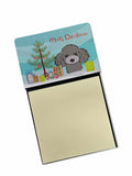 Christmas Tree and Silver Gray Poodle Watercolor Sticky Note Holder Refillable Dispenser Desk Accessory 3x3 Pad Gift