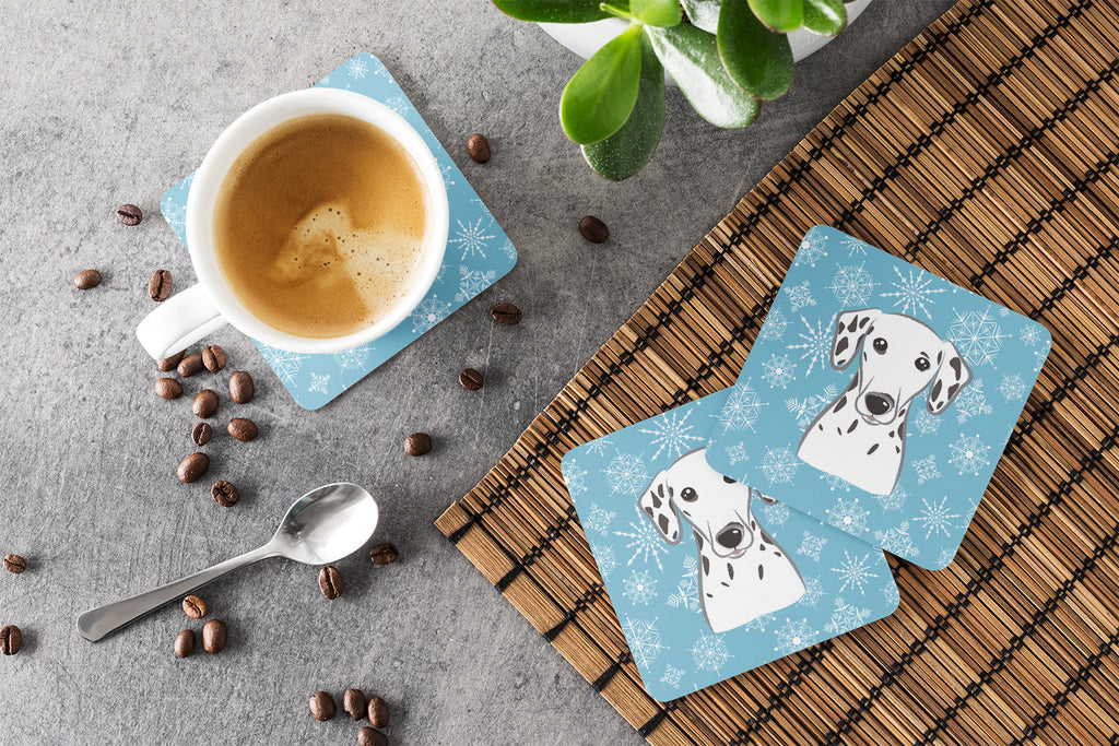 Snowflake Dalmatian Foam Coasters Set of 4 Cup Coasters for Indoor Outdoor, Tabletop Protection, Anti Slip, Mouse pad Material