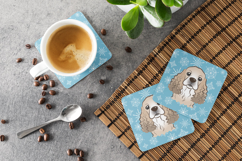 Snowflake Cocker Spaniel Foam Coasters Set of 4 Cup Coasters for Indoor Outdoor, Tabletop Protection, Anti Slip, Mouse pad Material