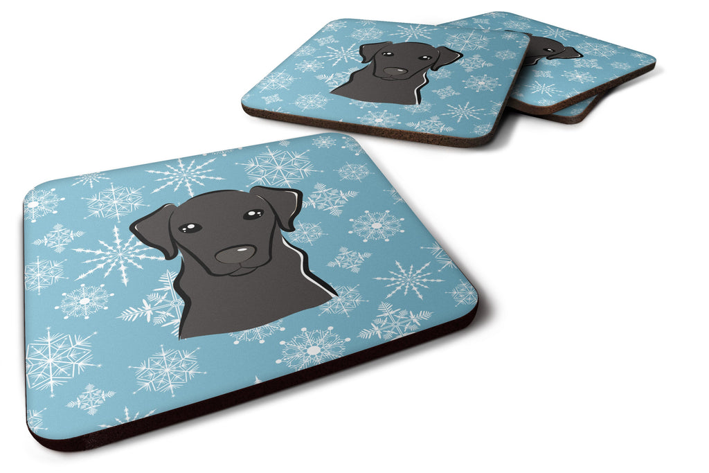 Snowflake Black Labrador Foam Coasters Set of 4 Cup Coasters for Indoor Outdoor, Tabletop Protection, Anti Slip, Mouse pad Material