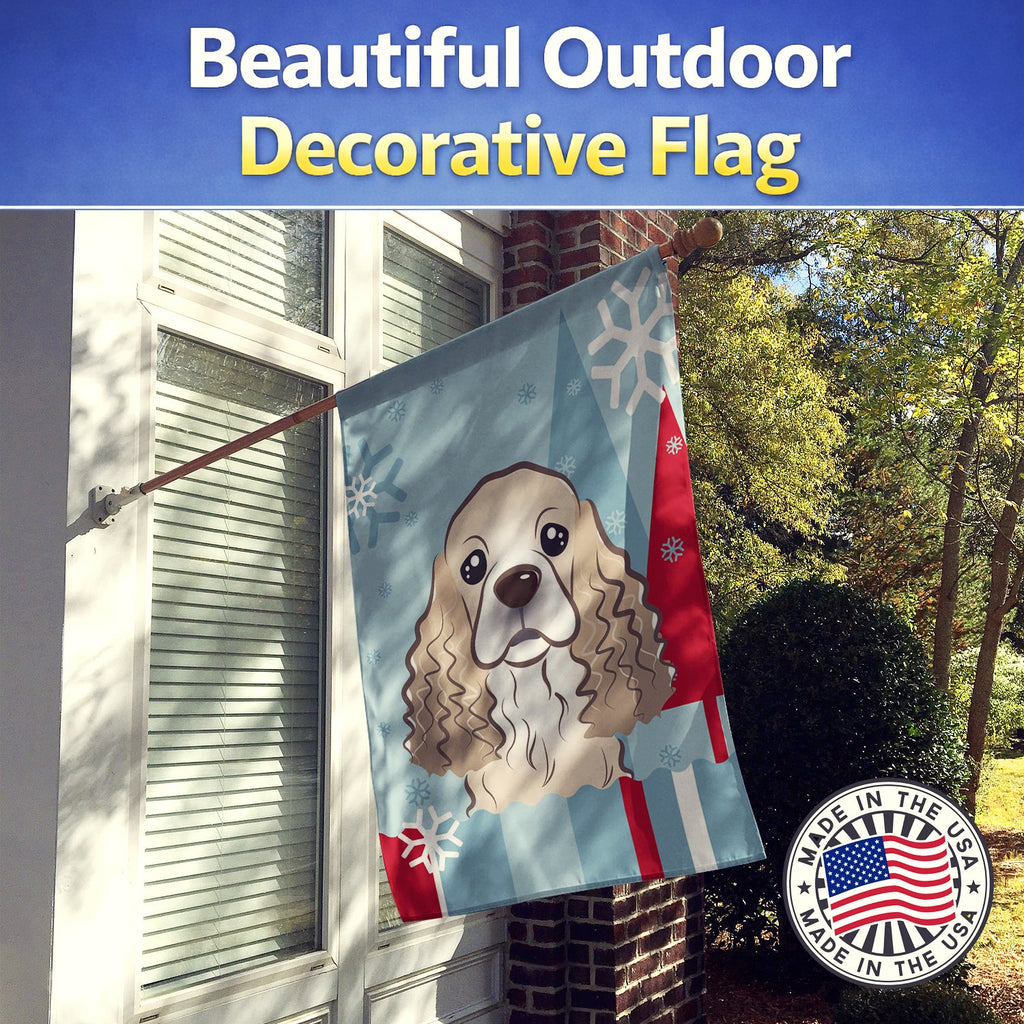 Winter Holiday Cocker Spaniel House Flag 28x40 Porch Sleeve Pole Decorative Outside Yard Banner Artwork Wall Hanging, Polyester